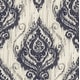 preview thumbnail 4 of 6, Seabrook Designs Lovette Ikat Damask Unpasted Wallpaper 20.5 in. W x 33 ft. L - Metallic Midnight