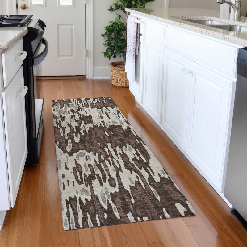 Premium Washable Super Soft Abstract Harmony Mayfield Rug - Brown - 2'3" x 7'6"