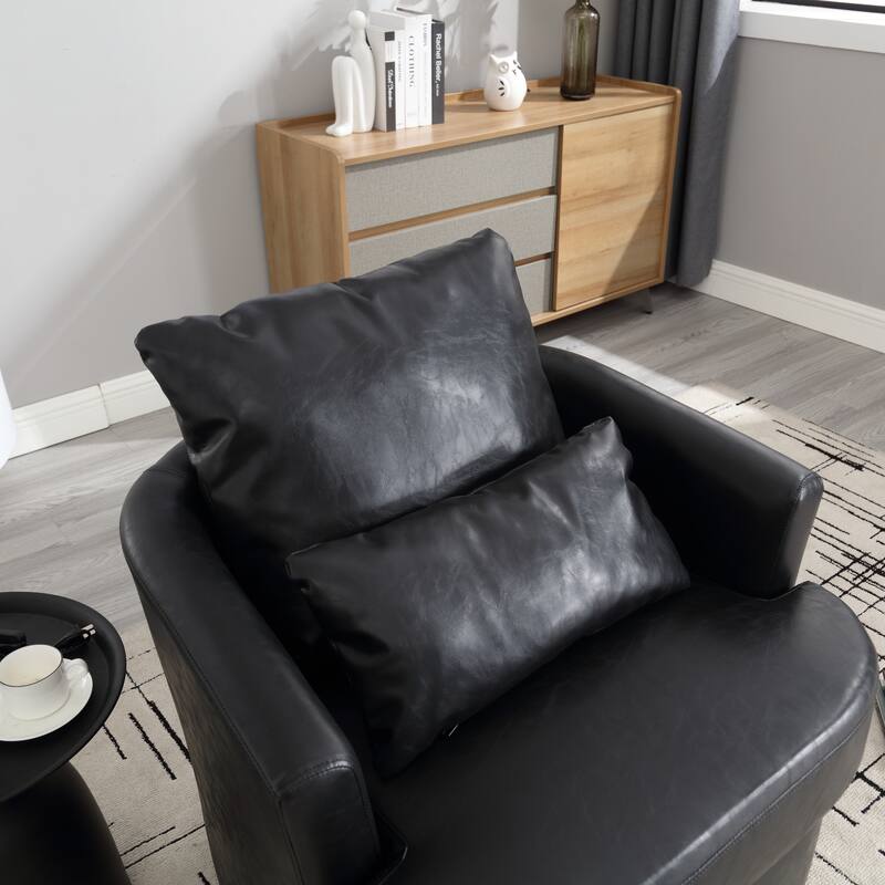 32.68" Swivel Barrel Chair with Metal Base