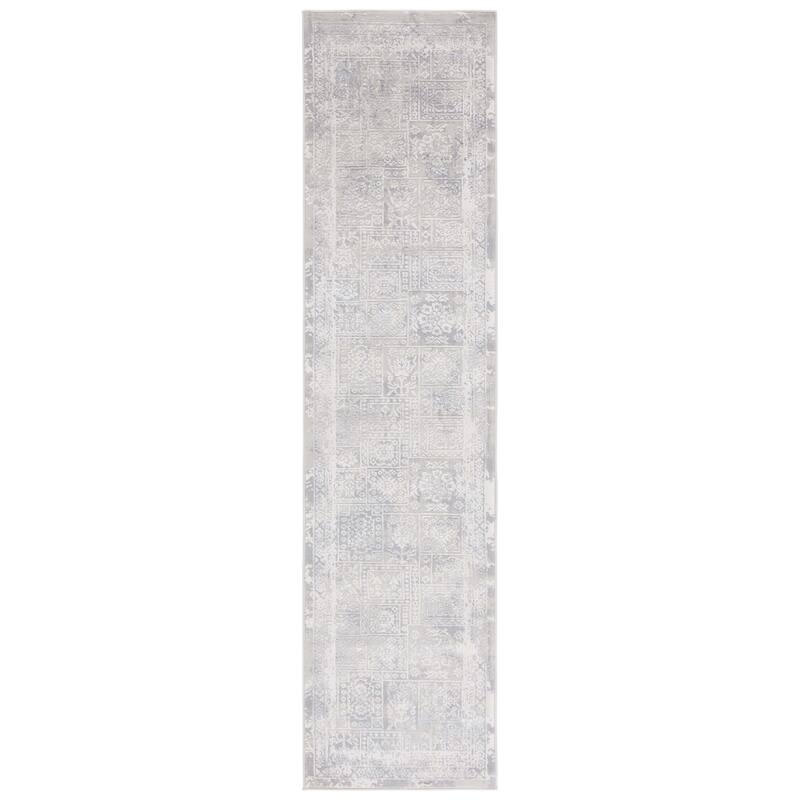 SAFAVIEH Hanna Loriann Contemporary Rug - 2' x 8' Runner - Ivory/Light Grey