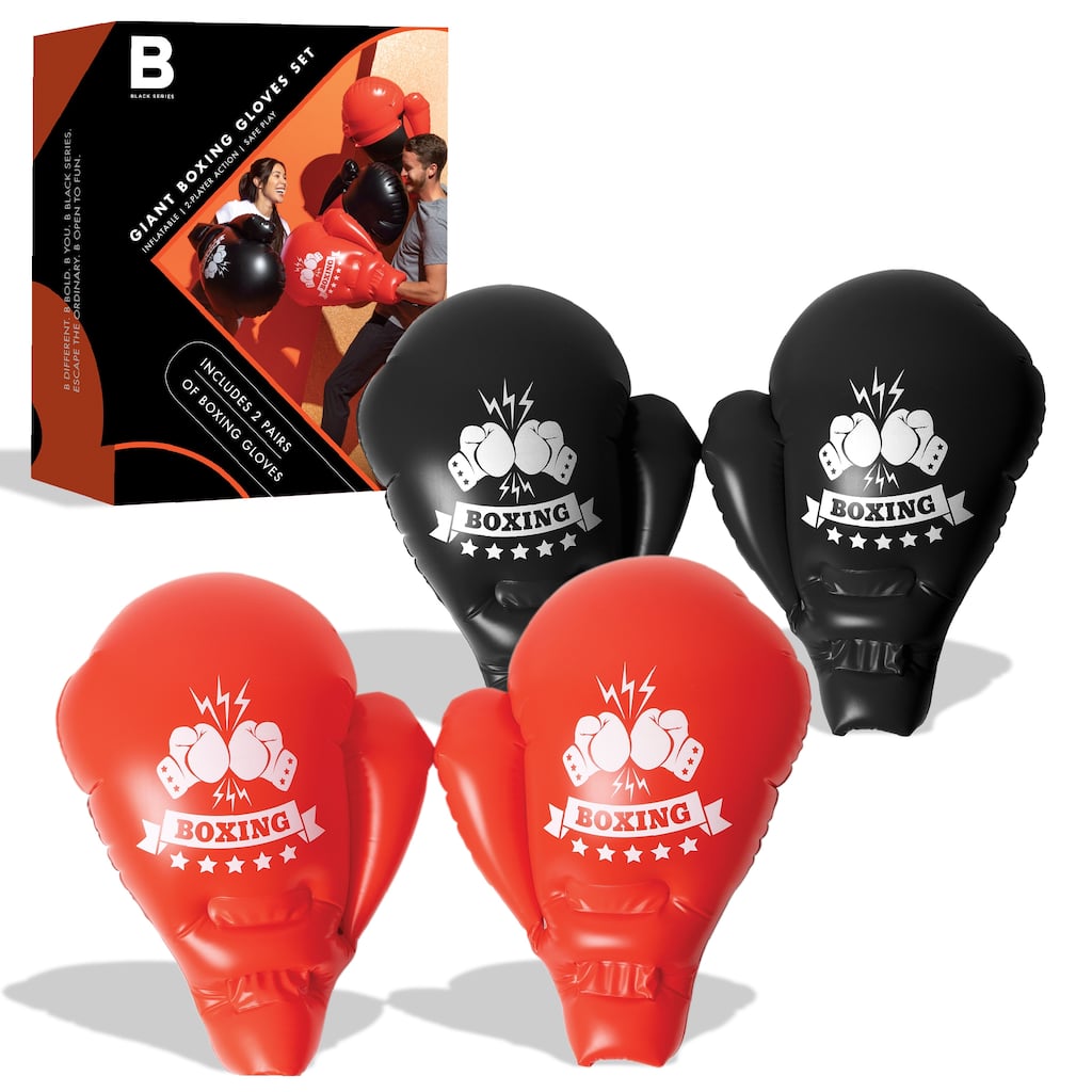 THE BLACK SERIES Two Pairs Giant Inflatable Boxing Gloves, Oversized Gloves with Air Padding - 9 x 12 x 3.5