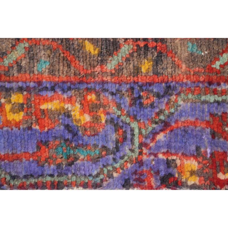 Hand Knotted Oriental 100% Wool Carpet Traditional Geometric Oranges & Rust Hamedan Runner Rug - 9' 4'' X 3' 0''