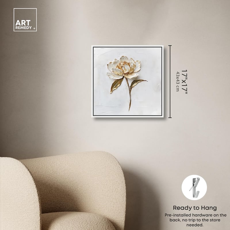 Simple Golden Peonie Canvas by Art Remedy