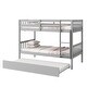 preview thumbnail 6 of 7, Grey Twin over Twin Size Rubber Wood Bunk Bed with Trundle, Ladder and Safety Guardrails