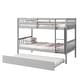preview thumbnail 24 of 34, Twin over Twin Rubber Wooden Bunk Bed with Trundle, Ladder & Safety Guardrails, Espresso