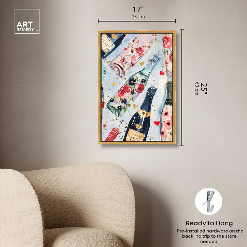 Fun Floral Champagne Canvas by Art Remedy