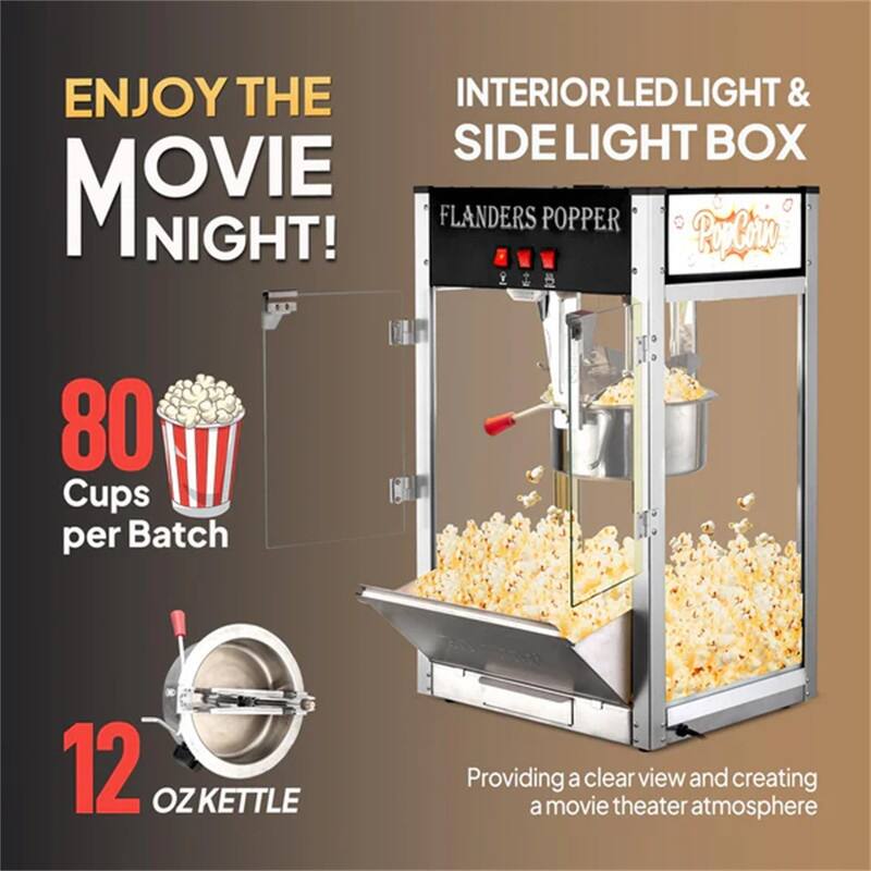 1400W 120V 12oz Kettle Popcorn Machine Maker Countertop
