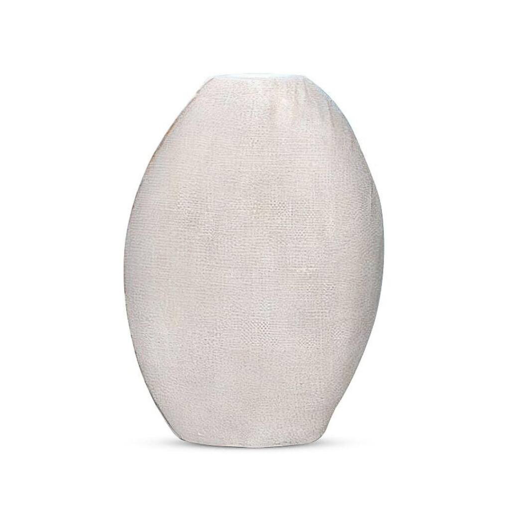 Aria Home Rotund White Textured Polyresin Vase for Modern Decor
