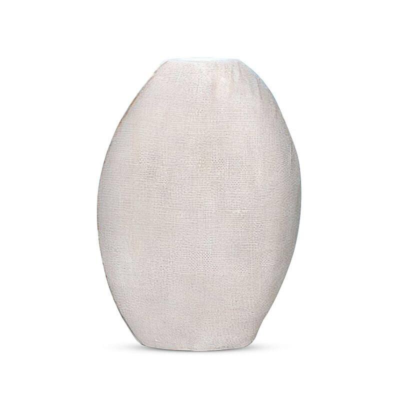 Rotund White Textured Polyresin Vase