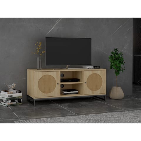 43.3"W TV stand2 Door Entertainment Center Media Console Table with Cabinet Door for Living Room Bedroom