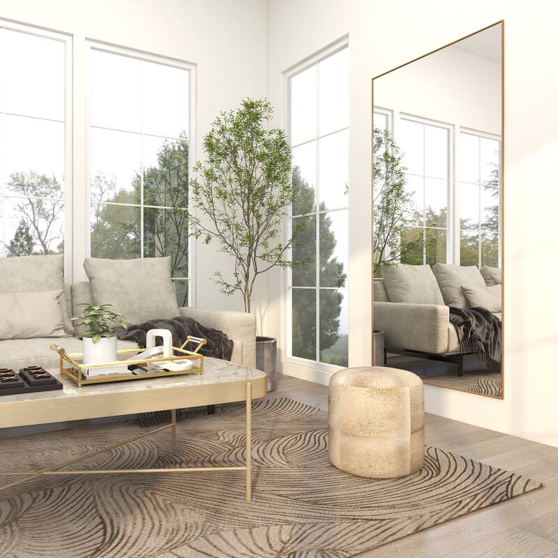 CosmoLiving by Cosmopolitan Gold Metal Room Wall Mirror with Thin Frame