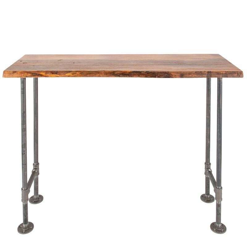 PIPE DECOR Solid Live Edge Wood Console Table with Industrial Pipe Legs - Sunset Cedar