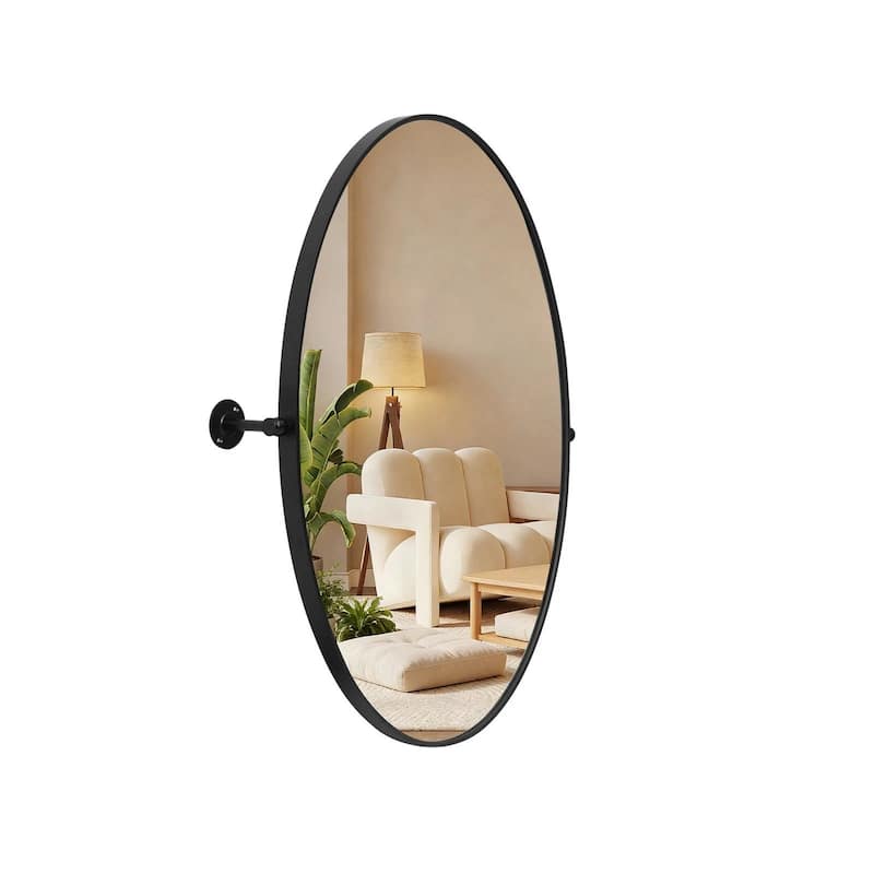 Oval Metal Pivot Bathroom Vanity Mirror Tilting Wall Aluminum Mirrors - 20"L x 28"W
