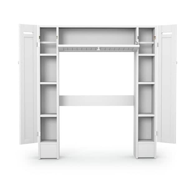 Shop Costway Wooden Over The Toilet Storage Cabinet Drop Door