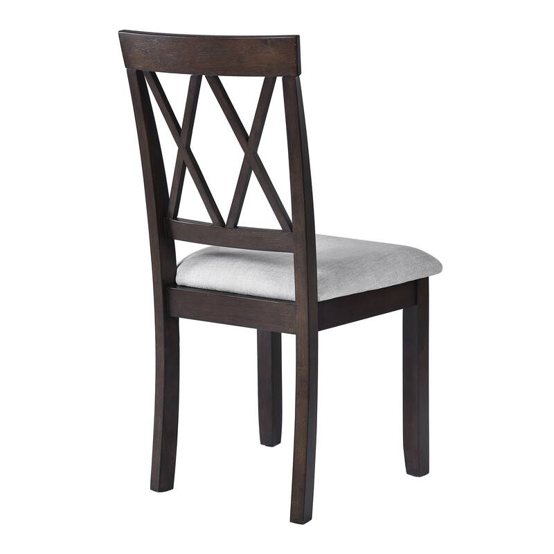 Extendable Dining Set with Drop Leaf, Espresso Upholstered Dining Chair