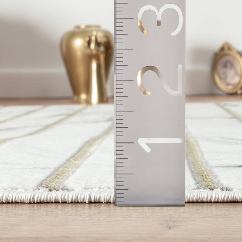 Abani Luna Contemporary White Swirl Indoor Area Rug