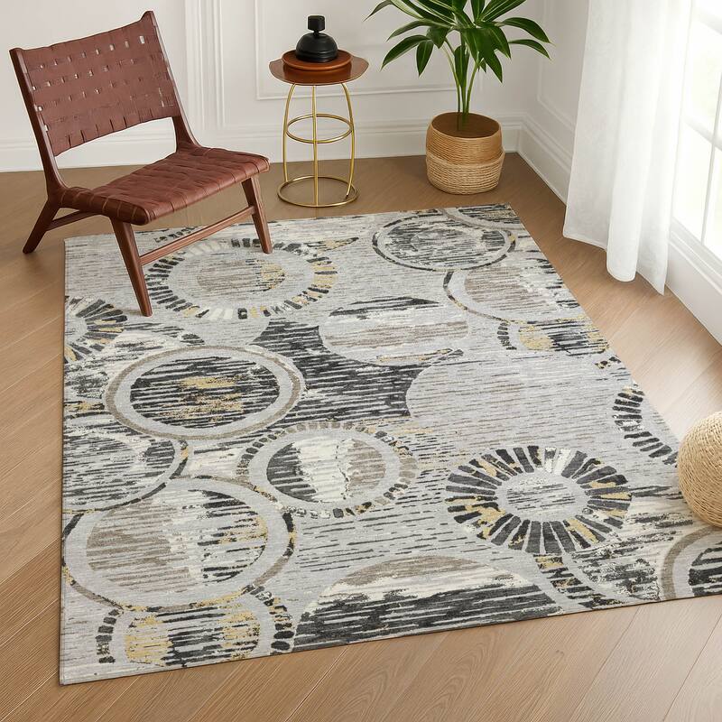 Machine Washable Indoor/ Outdoor Modern Grover Chantille Rug