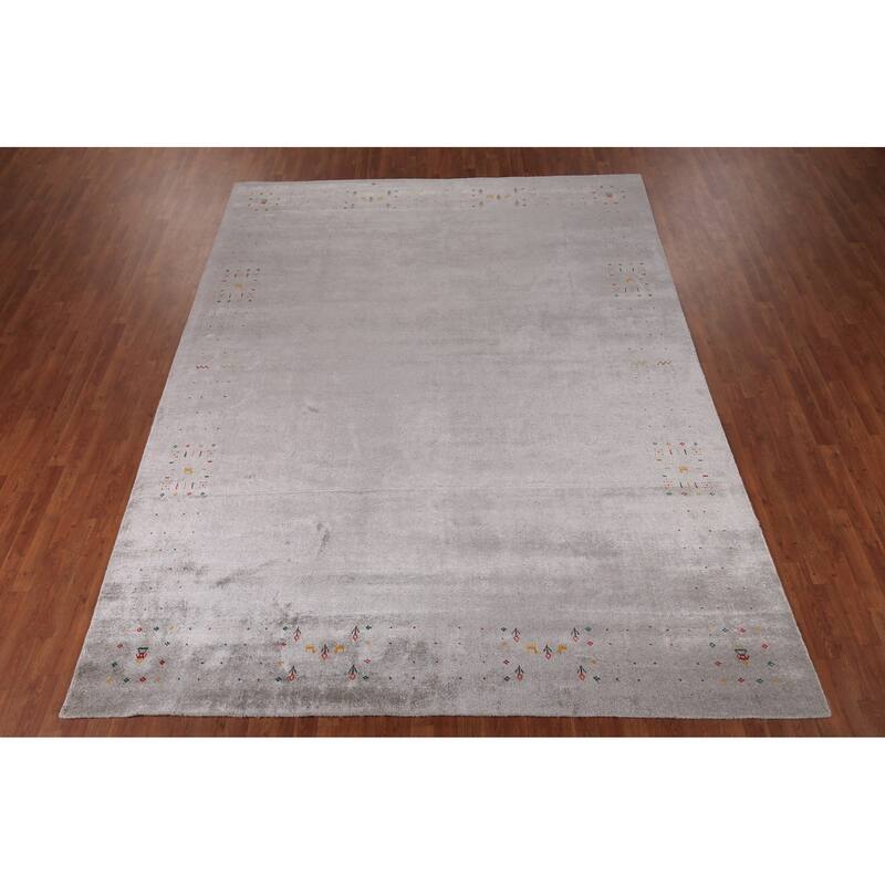 Tribal Gabbeh Indian Area Rug Silk Carpet - 9'0" X 11'7"