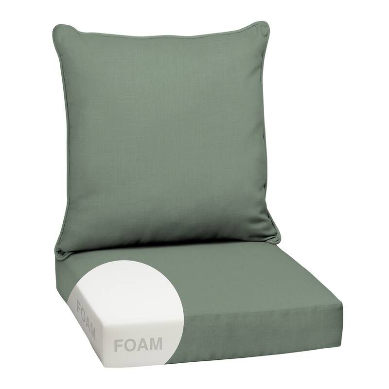 ARDEN earthFIBER Outdoor Foam Deep Seat Cushion Set, 24 in x 24 in - Sage Green Texture
