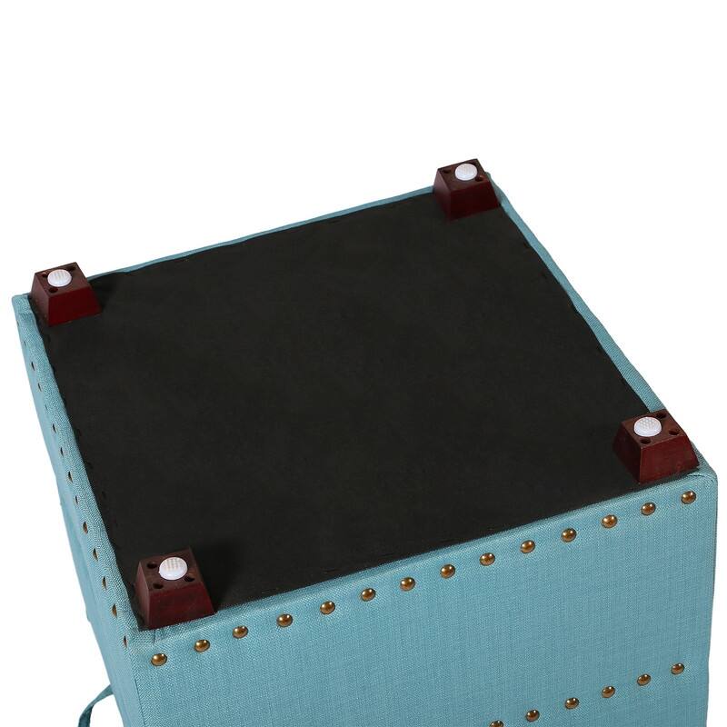 Adeco Fabric Square Ottoman with Tray