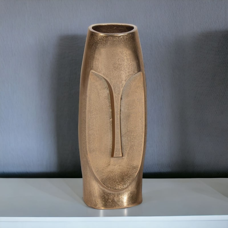 HomeRoots 13" Gold Aluminum Faces Cylinder Table Vase - 5