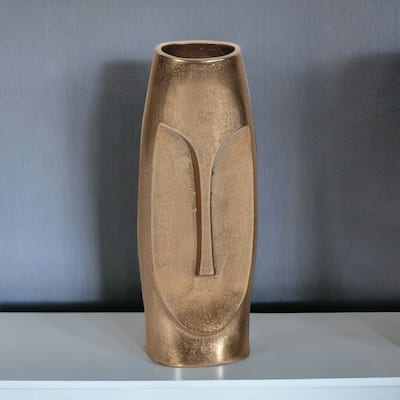 HomeRoots 13" Gold Aluminum Faces Cylinder Table Vase - 5