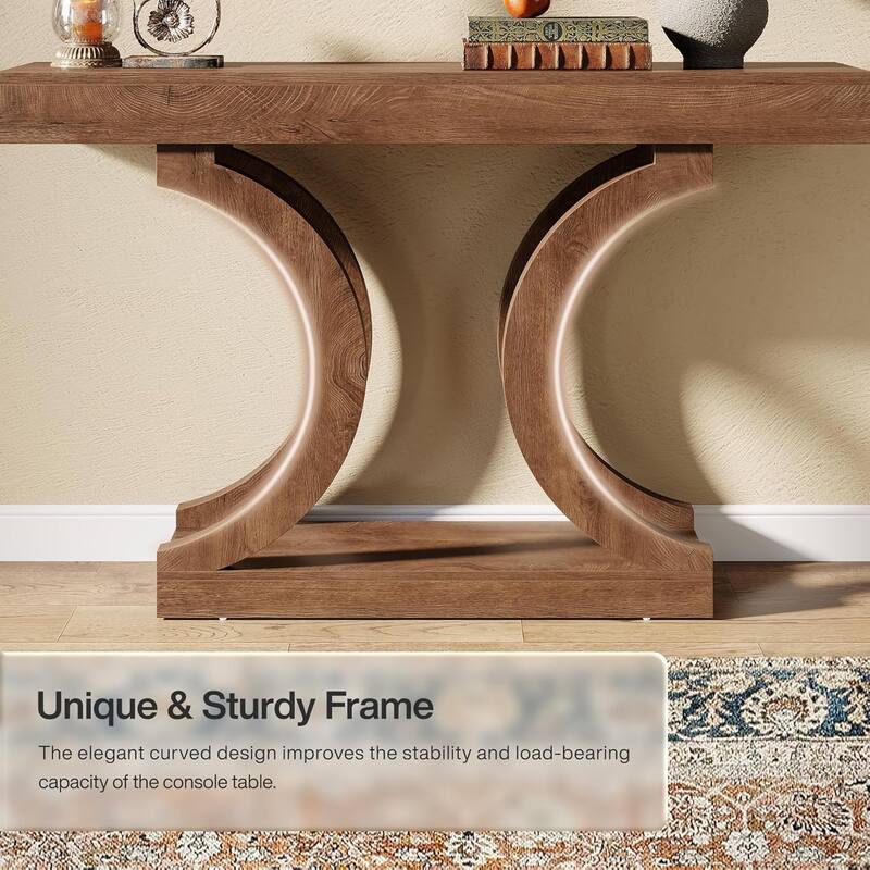 43.31-Inch Farmhouse Console Table for Entryway, Unique Narrow Sofa Table Behind Couch