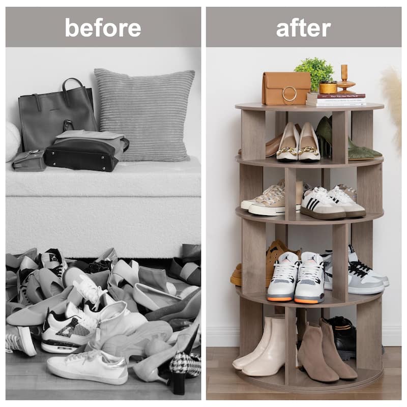 16 Pair Rotating Shoe Rack Tower, Spinning Shoe Storgae Rack - 16 Pair