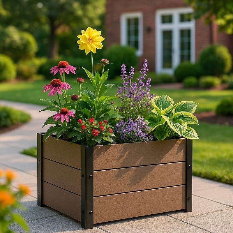 Wood Look Raised Garden Bed, without Bottom - 25" x 25"x 23"