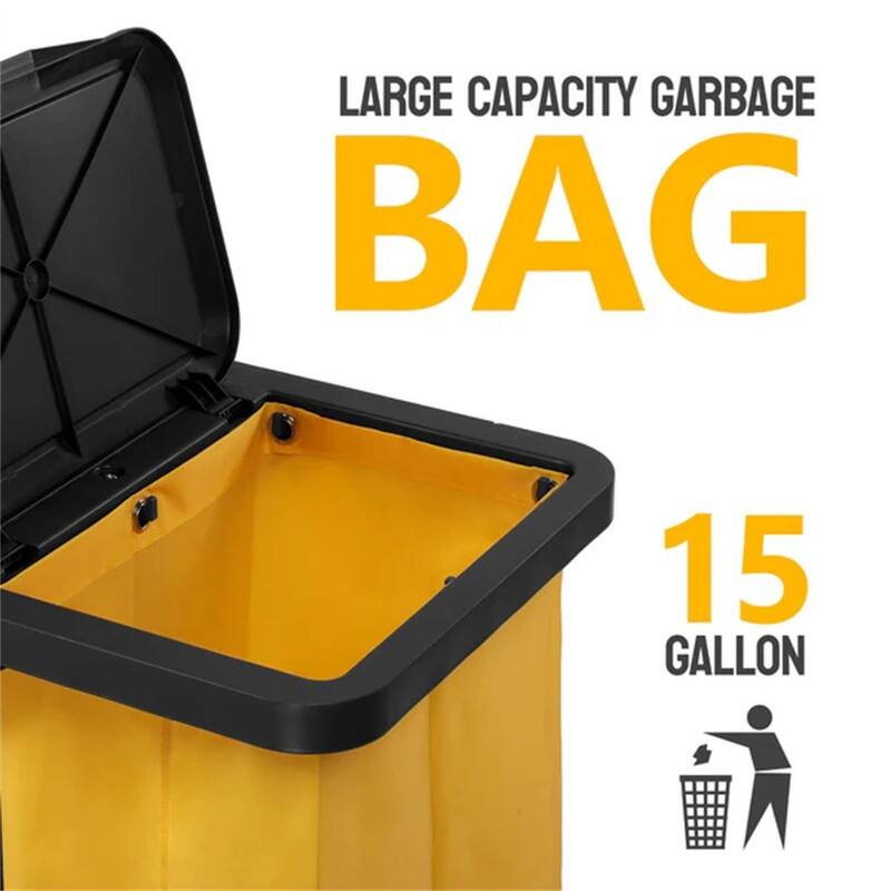 3 Tier Shelf Janitorial Cart Small 500lbs Capacity Commercial Cleaning Cart