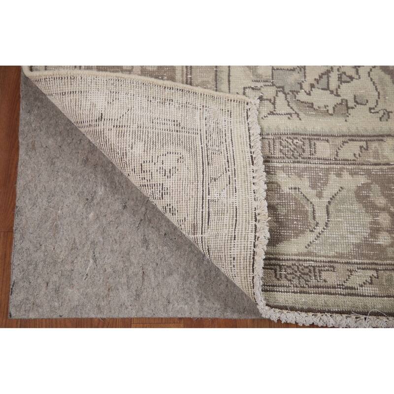 Hand Knotted Oriental 100% Wool Carpet Traditional Floral Beige & Ivories Tabriz Area Rug - 12' 6'' X 9' 6''