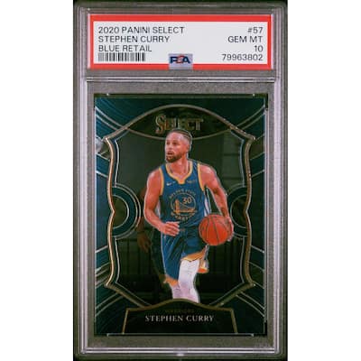 Stephen Curry 2020 Panini Select Blue Retail Basketball Card #57 Graded PSA 10 - 8'6" x 11'6"