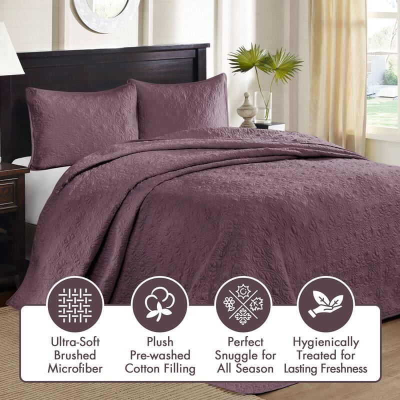 Madison Park Mansfield Reversible Oversized 3-piece Solid Texture Bedspread Quilt Set with Matching Shams