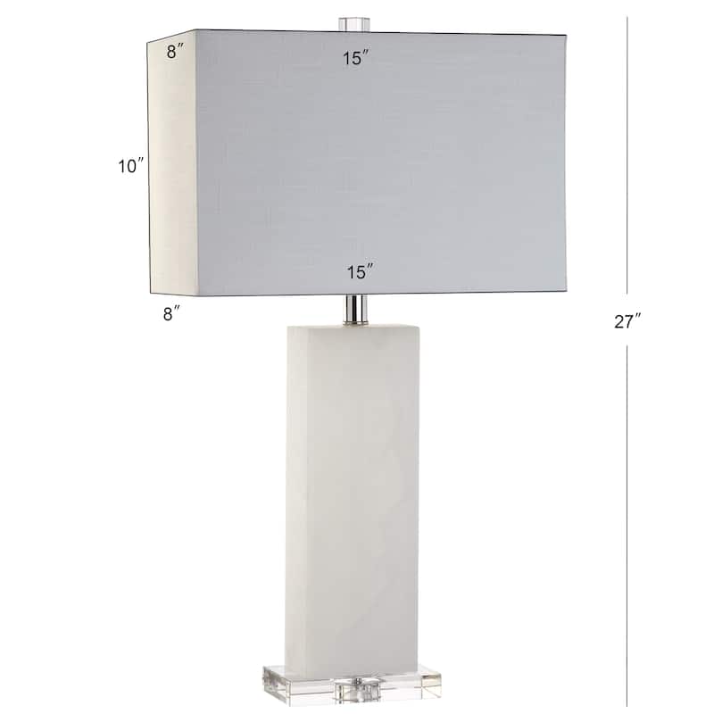 Hollis 27" Alabaster LED Table Lamp, White Alabaster by JONATHAN Y