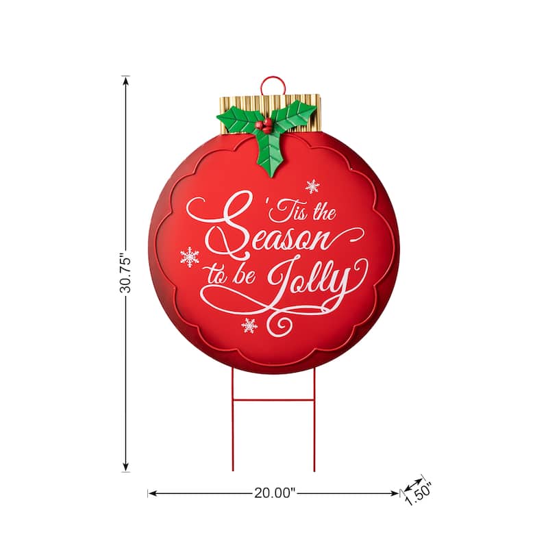 Glitzhome Metal Lantern Christmas Ornament Yard Stake Hanging Decoration