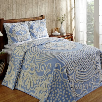 Better Trends Florence Collection 100% Cotton Chenille Tufted Medallion Design Bedspread Set - Machine Washable & Tumble Dry