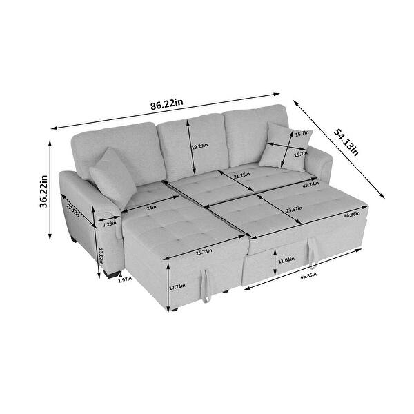 Fullsize Sofa Bed Polyester Padded Seat Sectional Sofa Reversible
