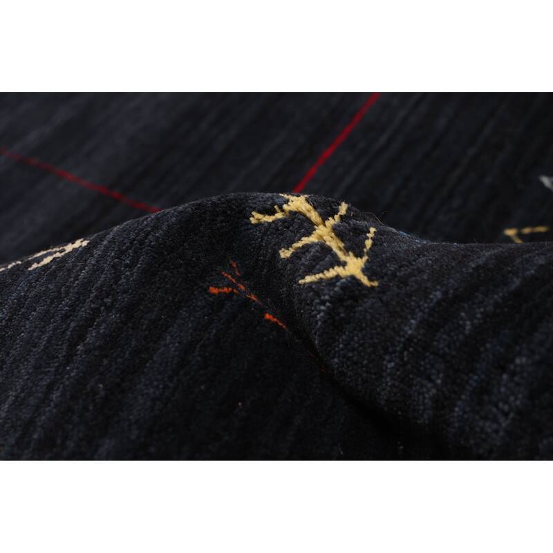 ECARPETGALLERY Hand Loomed Kashkuli Gabbeh Dark Navy Wool Rug - 5'0 x 8'0