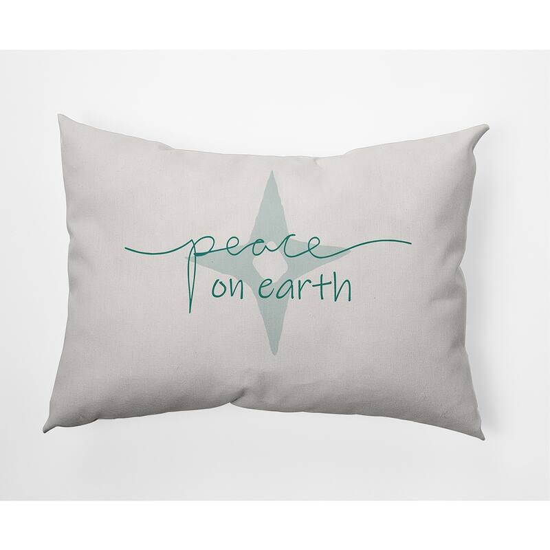 Peace on Earth Christmas Soft Spun Polyester Decorative Throw Pillow - Specialty - Mint