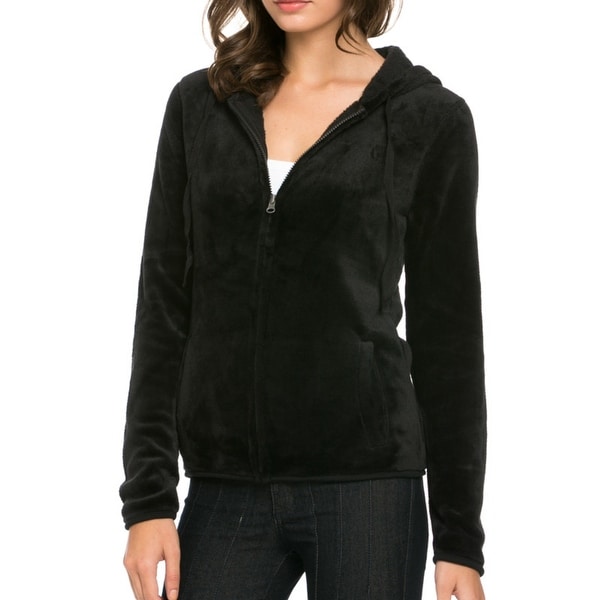 Shop Women&#39;s Full Zip Fleece Hoodie Jacket Black - Free Shipping On Orders Over $45 - Overstock ...