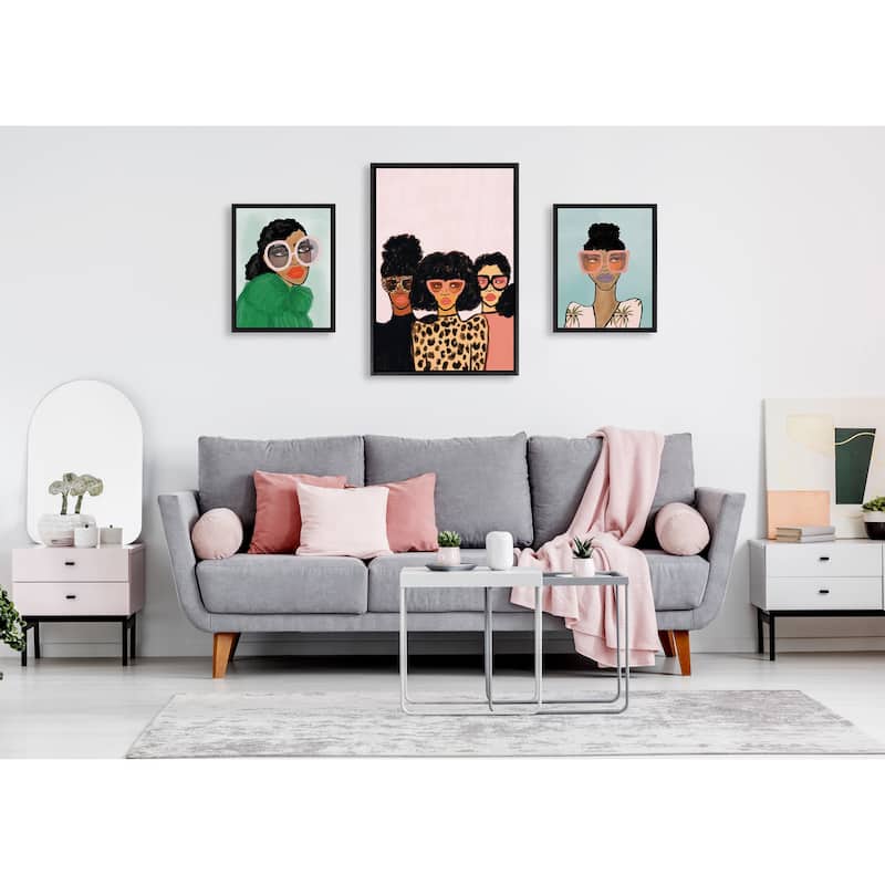 Kate and Laurel Sylvie Fashion Girl Framed Canvas Set by Kendra Dandy
