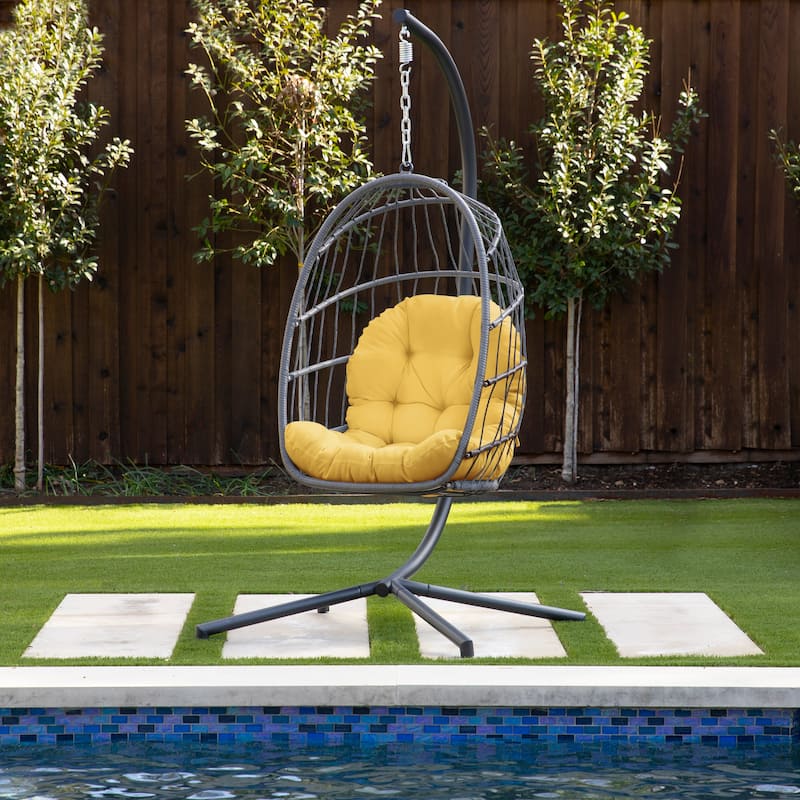 Sorra Home Indoor/Outdoor Egg Chair Cushion - Cushion Only - 27 x 44 x 4 inches - Daffodil