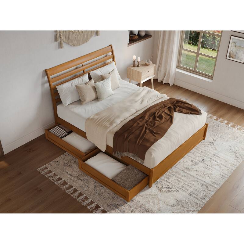 Emelie Platform Bed with Panel Footboard and Storage Drawers