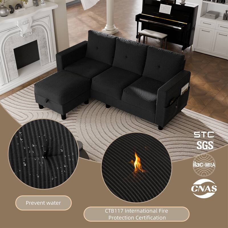 Futzca Modern L-shaped Convertible Sectional Sofa for Small Living Rooms