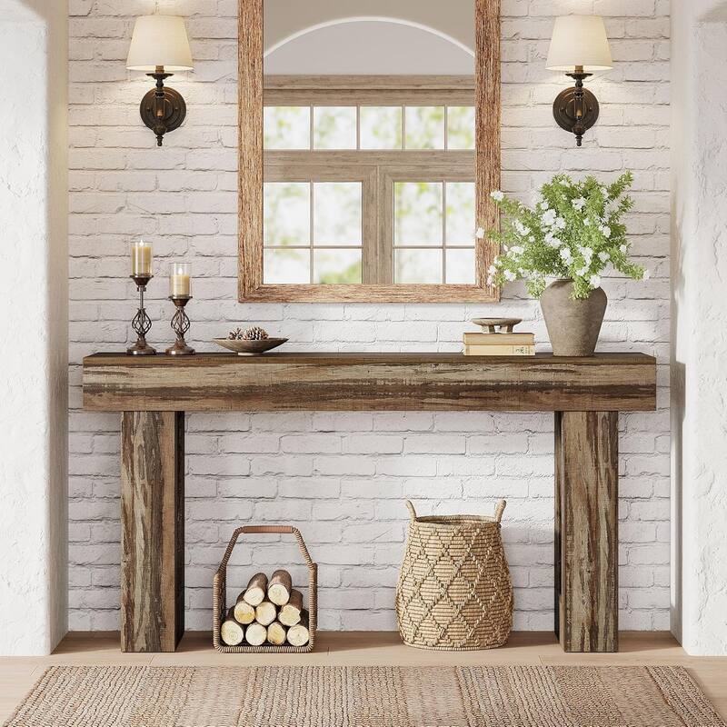 63" Wooden Console Table, Rectangular Sofa Table for Behind Couch, Entryway, HallwayLiving Room