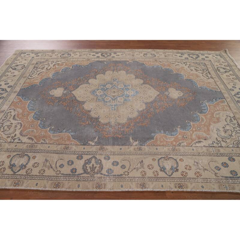 Over-Dyed Tabriz Persian Antique Area Rug Handmade Wool Carpet - 6'7" x 9'6"