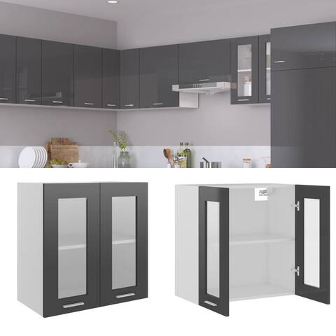 vidaXL Hanging Glass Cabinet multicolor & multisize Chipboard