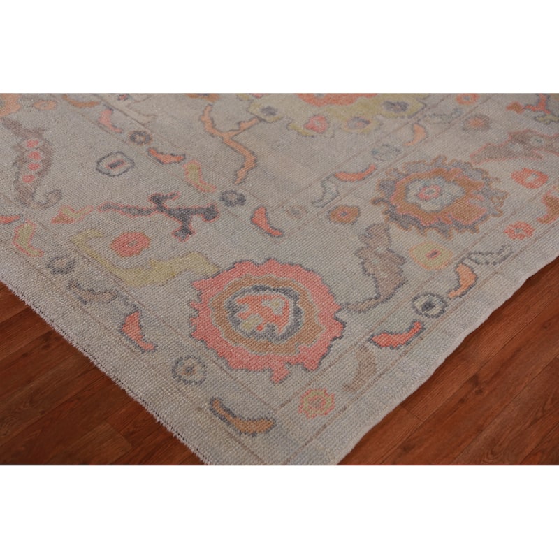 Hand Knotted Oriental 100% Wool Carpet Transitional All-Over Beige & Ivories Oushak Area Rug - 11' 9'' X 9' 4''