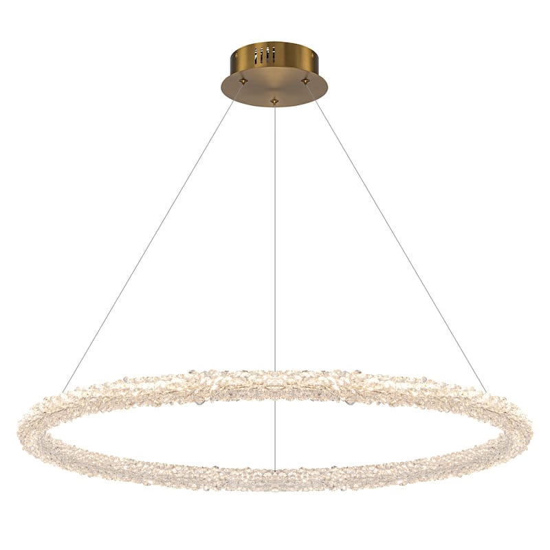 Modern Gold Crystal LED Chandelier, Dimmable Ring Light