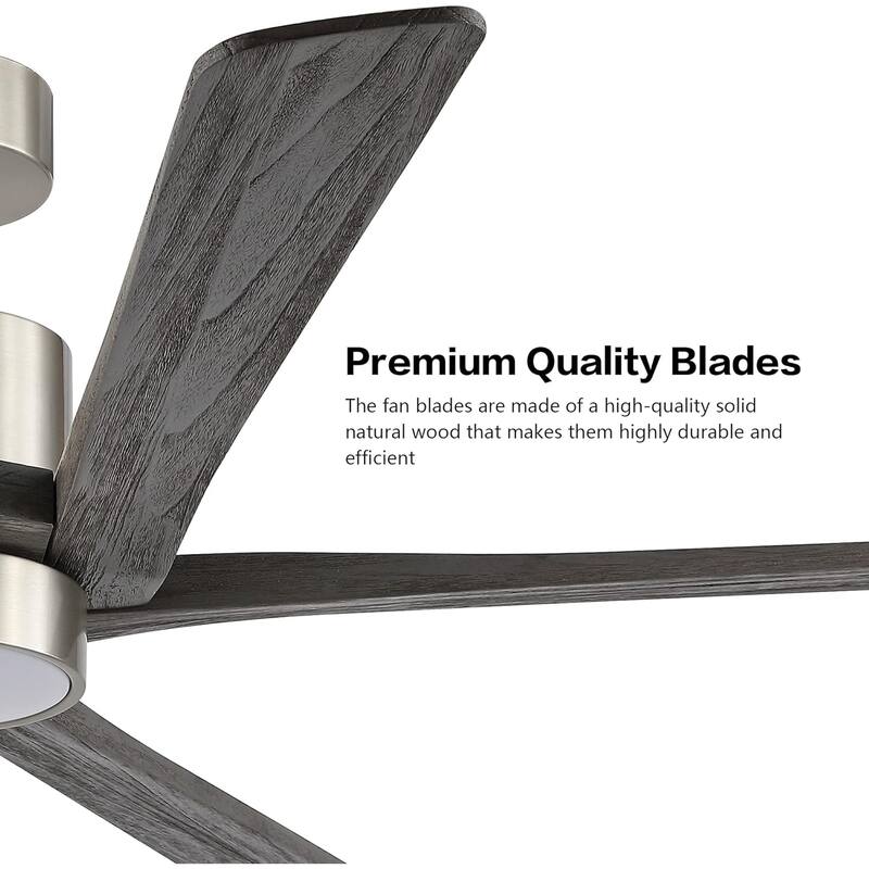 64" Brushed Nickel Aero Blade Ceiling Fan with LED Light and Remote - Brushed Nickel - 64"D x 64"W x 21"H